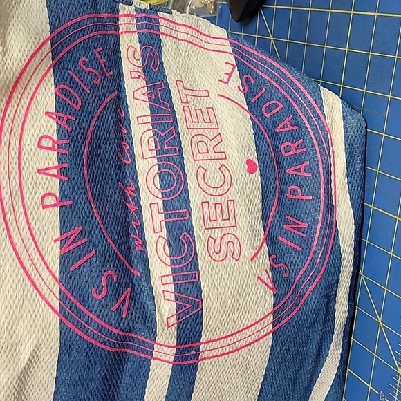Victoria's Secret Nautical Blue and White Tote 11" X 17" - Picture 2 of 4